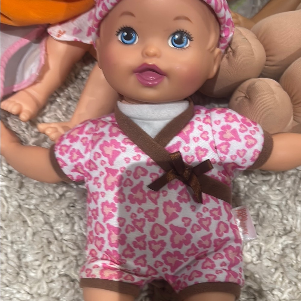 Pink and Brown Baby Doll with hat